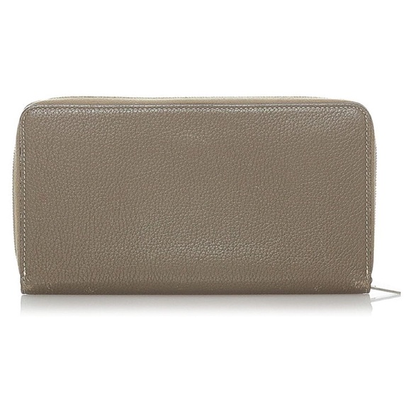 CELINE Drummed Calfskin Large Zip Around Multifunction Wallet Souris - Picture 3 of 9